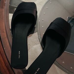 The Row Milla Black Satin Sandals
